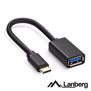 Cabo Adaptador USB-C 3.0 Macho/USB-A Fêmea 15cm OTG LANBERG - (AD-OTG-UC-01)