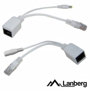 Conversor 2x Balun Vídeo Poe C/ DC RJ45 LANBERG - (AD-POE-0015-W)