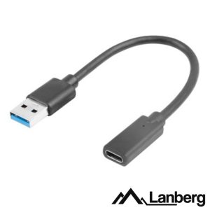 Cabo Adaptador USB-C 3.1 Fêmea/USB-A Macho 15cm OTG LANBERG - (AD-UC-UA-03)