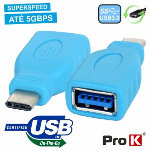 Ficha Adaptadora USB-C 3.0 Macho / USB-A Fêmea Otg - (ADPUSB3.1C/2)