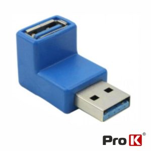 Ficha Adaptadora USB-A 3.0 Macho / Fêmea 90º PROK - (ADPUSB3/90)