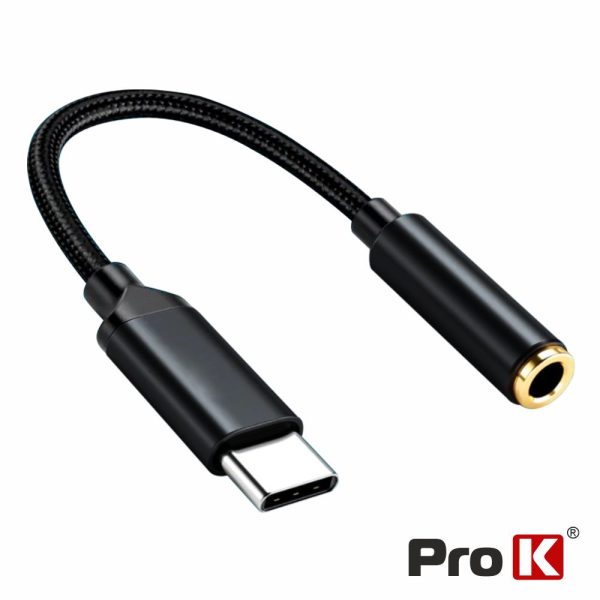 Cabo Adaptador USB-C Macho / Jack 3.5mm Fêmea PROK - (ADPUSBC/JACK01K)