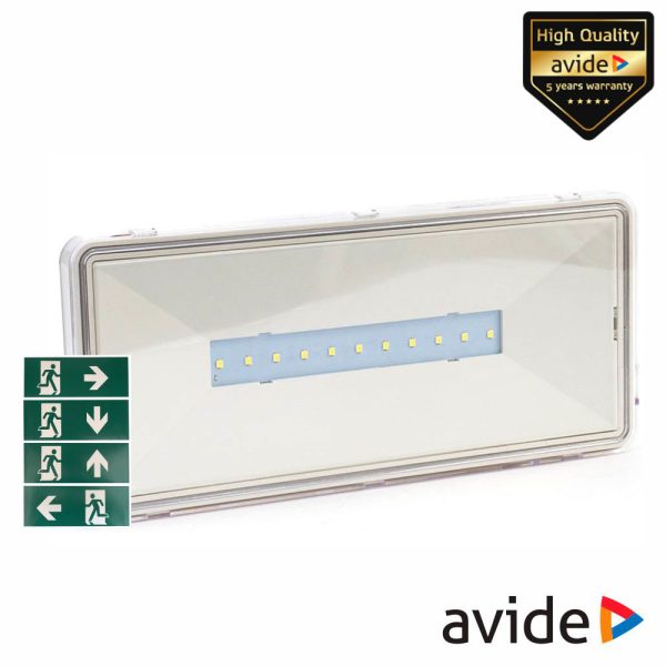 Aplique Luz Emergência LED 2.8W C/ 4 Sinaléticas Saída AVIDE - (AEXITL-IP65)