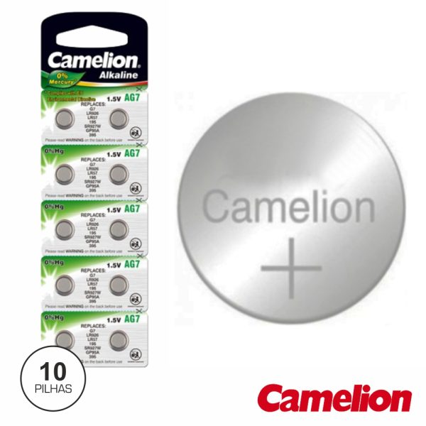 Pilha Botão Ag7 / LR57 1.5v 34ma 10X Blister CAMELION - (AG7A-BP10)