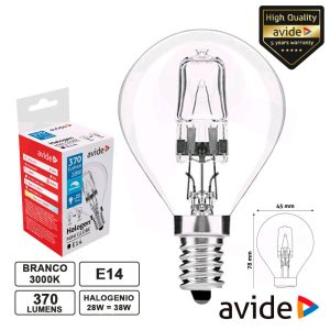 Lâmpada E14 28W=38W 230V Halogéneo Globo 370lm AVIDE - (AHMG14WW-28W)