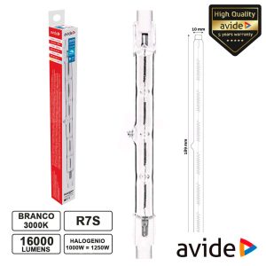 Lâmpada R7s 189mm 1000W=1250W 230V Halogéneo 16000lm AVIDE - (AHR7WW-B1000W)