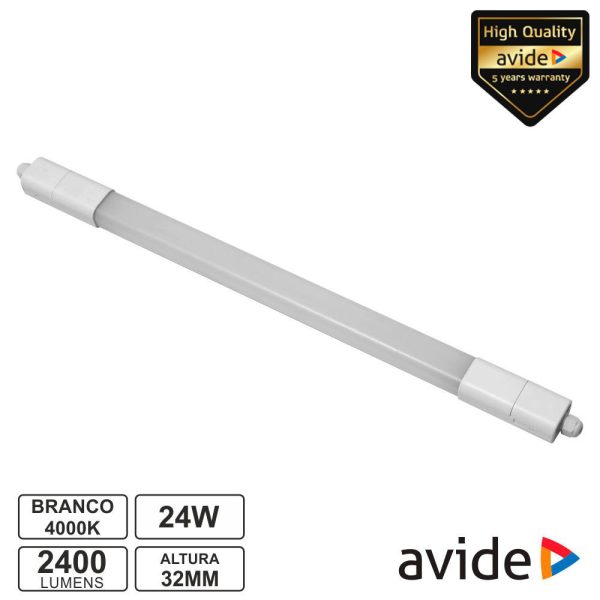 Armadura LED Batten 24W IP65 4000K 2400lm 120cm Nano AVIDE - (ALNLNW-24W)