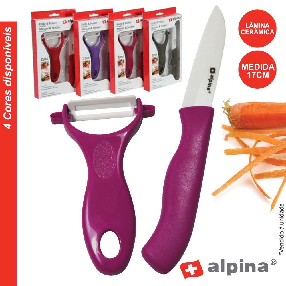 Conjunto Faca Cozinha + Descascador Cerâmico Alpina - (ALP852)