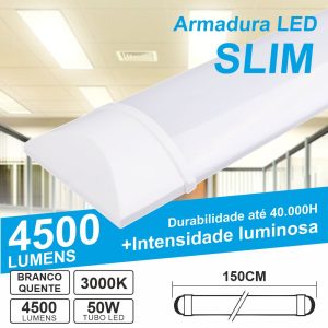 Armadura LED Batten Slim 50W 150cm IP40 3000K 4500lm - (ALS150WW(G))