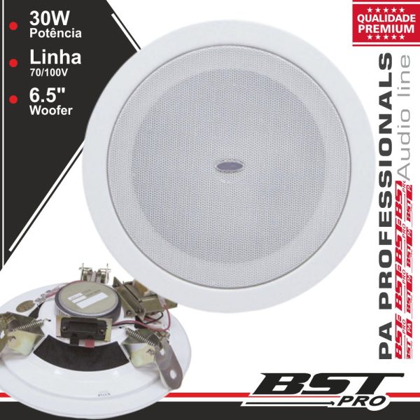 Coluna De Tecto Pa 100v 6.5" 30W Branca - (AP1410)