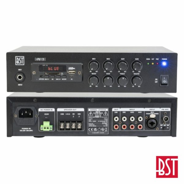 Amplificador Pa 24/230V 120W 100V USB/SD/FM/BT BST - (APM1120)