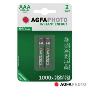 Pilha Recarregável AAA 1.2V 950mAh 2x Blister AGFAPHOTO - (APR2U950)