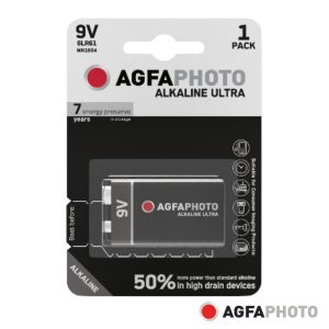 Pilha Alcalina 6LR61/9V 9V 1x Blister ULTRA AGFAPHOTO - (APU9V)