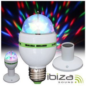 Lâmpada Rotativa 3 LEDS 1W RGB E27 E Suporte IBIZA - (ASTRO-MICRO-S)