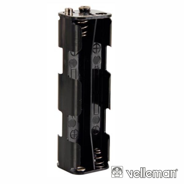 Suporte P/ 8 Pilhas AA C/ Terminais Clip VELLEMAN - (BH382B)