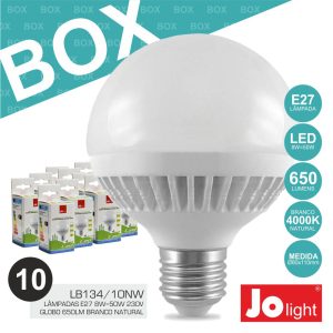 Box 10 Lâmpadas E27 8W=50W 230V Globo 650lm 4000K - (BOXLB134/10NW)