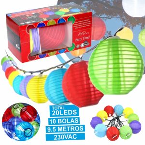 Grinalda De 10 Bolas Coloridas C/ 20 LEDS 9.5m 230V - (BSP11)