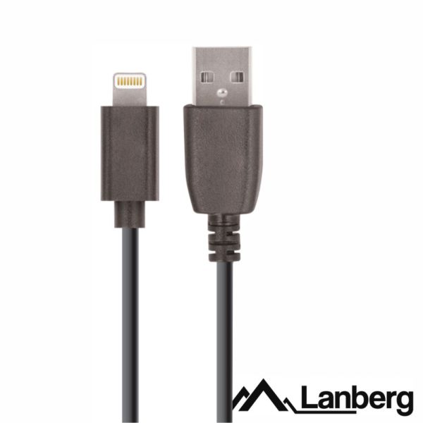 Cabo USB-A 2.0 Macho / Lightning 8P Macho 1.8m Preto LANBERG - (CA-USLM-10CU-18-BK)