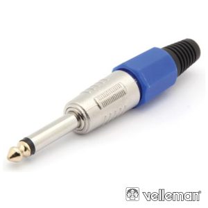 Ficha Jack 6.35mm Macho Mn Azul Profissional VELLEMAN - (CA027BL)