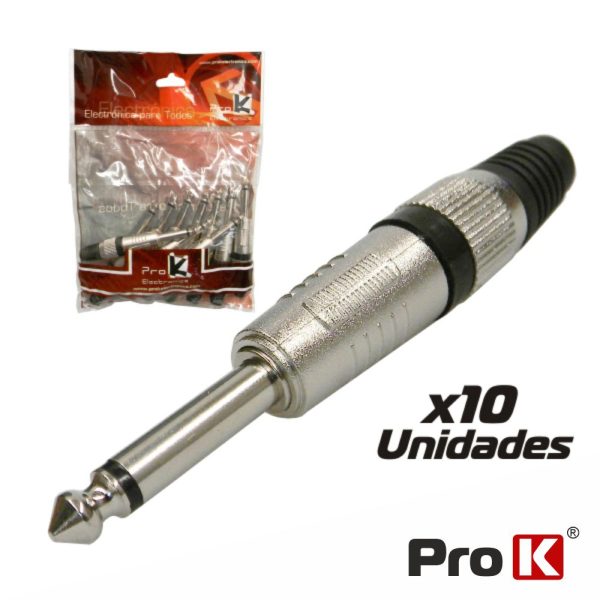 Ficha Jack Macho Profissional Preta 6.35mm Mn 10X PROK - (CA027BP/10)