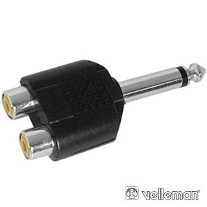 Ficha Adaptadora Jack 6.35mm Macho Mn / 2 Rca Fêmea - (CAA27)