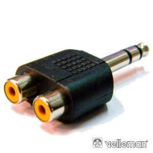 Ficha Adaptadora Jack 6.35mm Macho St / 2 Rca Fêmea VELLEMAN - (CAA35)