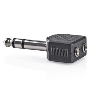 Ficha Adaptadora Jack 6.35mm  / 2x Jack 3.5mm Fêmea - (CAGP23922BK)