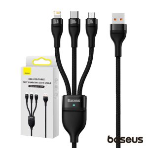 Cabo USB-A p/ MicroUSB/USB-C/Lightning Macho 1.2M 100W - (CASS030001)