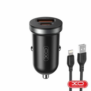 Adaptador Isqueiro USB-A PD / USB-C 30W C/ Cabo Lightning XO - (CC56-USBL-BK)