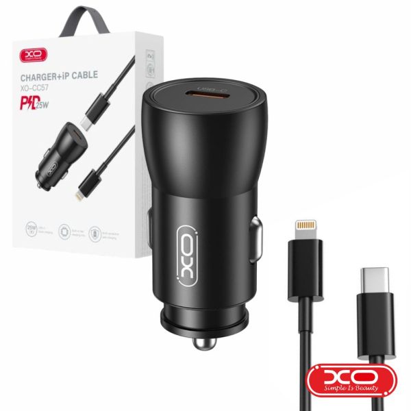 Adaptador Isqueiro USB-C PD 25W C/ Cabo Lightning 1M XO - (CC57-USBL)