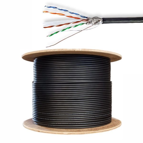 Cabo S/FTP CAT6 4x2xaWg23 Rígido 305m Exterior Preto - (CCBG8594BK305S)