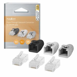 Ficha RJ45 Modular 8p8c CAT6 Passante C/ Capa Protetora 10x - (CCBW89360GY)