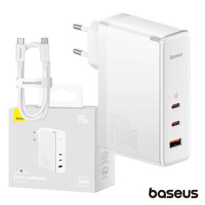 Alimentador Comutado 2xUSB-C PD 3.1 / USB-A 140W GaN5 BASEUS - (CCGP100202)