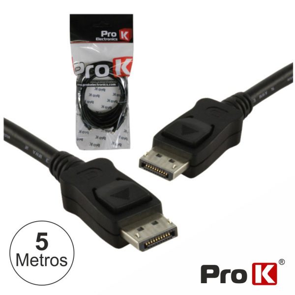 CABO DISPLAYPORT MACHO / MACHO PRETO 5M PROK - (CDISPLAY05A)