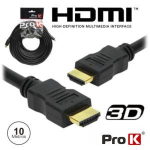 Cabo HDMI Dourado Macho / Macho 1.4 Preto 10m PROK - (CHDMI10A)