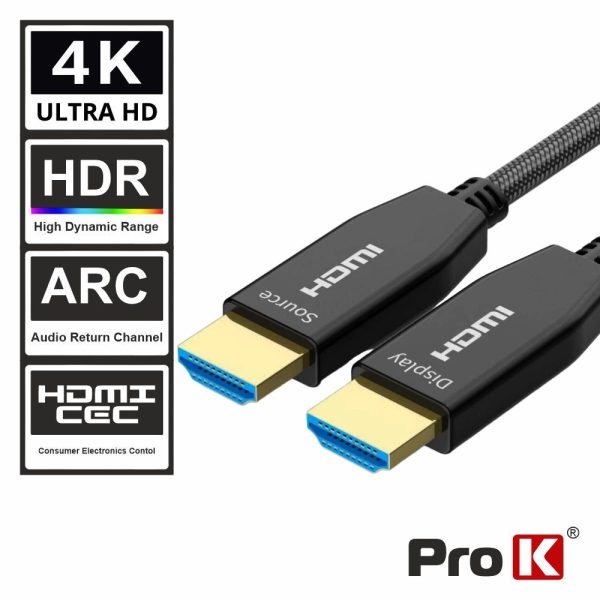 Cabo HDMI Fibra Óptica Dourado Macho / Macho 2.0 4K 40m - (CHDMI40FO)