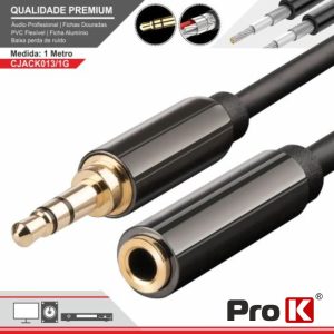 Cabo Jack 3.5mm Macho / Jack 3.5mm Femea 1M St PROK - (CJACK013/1G)