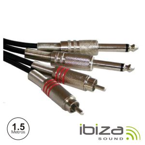 Cabo 2-Jack 6.35mm Macho / 2-Rca Macho Mn 1.5m IBIZA - (CM1.5RJ-2)