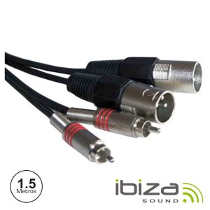 Cabo 2-XLR 3p Macho / 2-Rca Macho 1.5m IBIZA - (CM1.5RX-2)