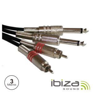 Cabo 2-Jack 6.35mm Macho / 2-Rca Macho Mn 3m IBIZA - (CM3RJ-2)