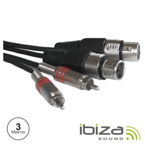 Cabo 2-XLR 3p Fêmea / 2-Rca Macho 3m IBIZA - (CM3RXF-2)