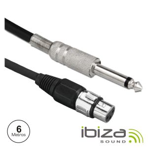 Cabo XLR 3p Fêmea / Jack 6.35mm Macho 6m Mn IBIZA - (CM6B(I))