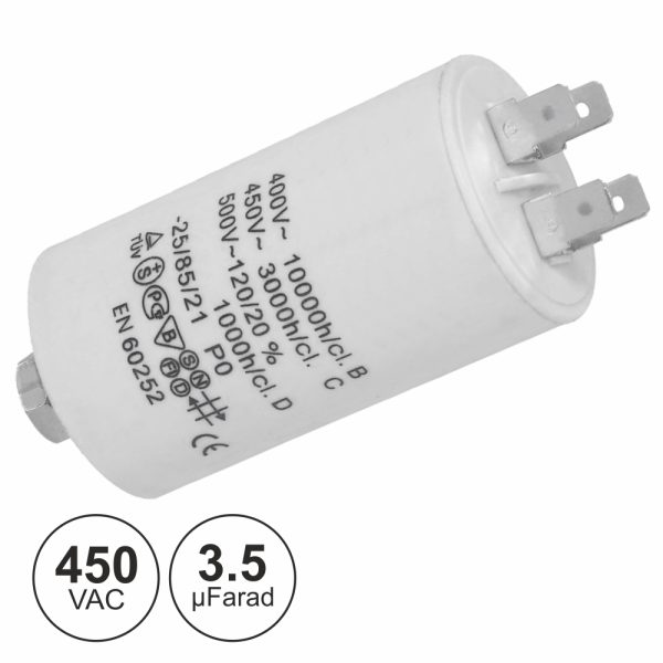 Condensador Arranque 3.5uf 450V + Terra - (COA3.5/450)