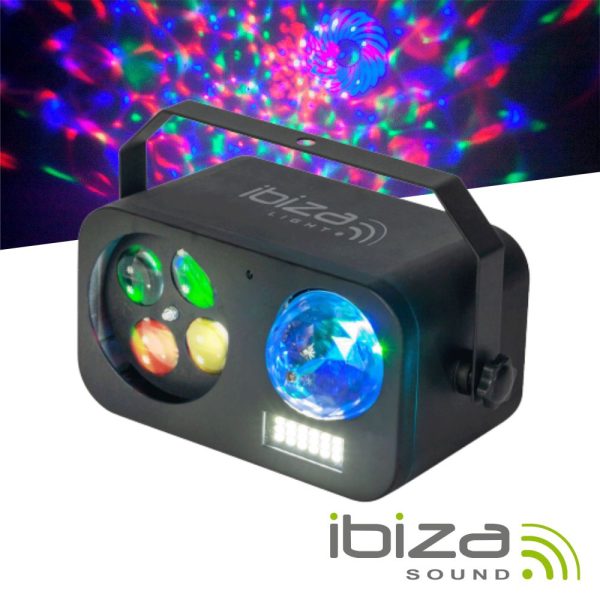 Projetor LED 3em1 Astro Gobo Strobe RGBW DMX IRC IBIZA - (COMBILED20)