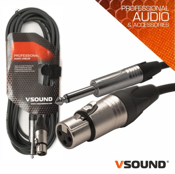 Cabo XLR 3p Fêmea / Jack 6.35mm Macho 10m Mn VSOUND - (CPS228-10)