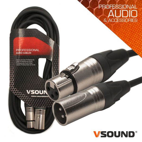 Cabo Pro XLR 3p Macho / XLR 3p Fêmea 10m VSOUND - (CPSN222-10)