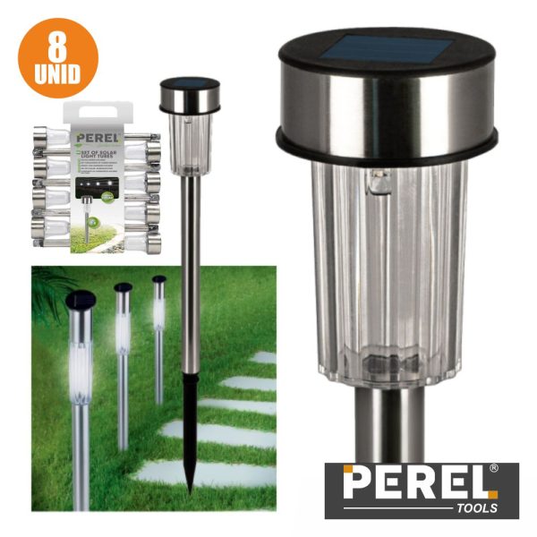 Candeeiro Exterior Solar 1 LED Jardim 8x Perel - (CSOL19)