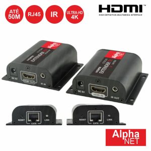 Extensor de Sinal HDMI Via RJ45 CAT6 50m 4K ALPHANET - (CT373/9/2)