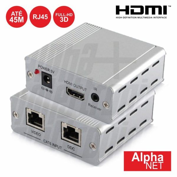 Receptor HDMI Via RJ45 CAT5E/6 45m Alphanet - (CT373R)