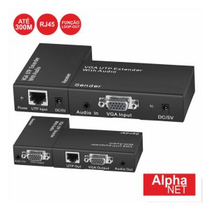 Receptor E Transmissor VGA+áudio Via RJ45 CAT6 300m Alphanet - (CT376/6)